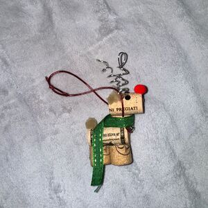 Wine Cork Reindeer Ornament with Red and Green Accents